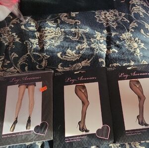 3 Pair Leg Avenue Black Sheer Pantyhose
